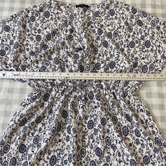 MARIO Serrani blue white midi dress bohemian lightweight floral pattern medium - Picture 9 of 11